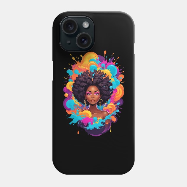 Black Woman Psychedelic Attract retro vintage 80s disco design Phone Case by Neon City Bazaar