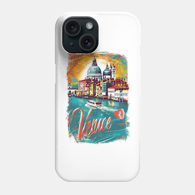 Venice Retro Italy poster Phone Case by GreenMary Design