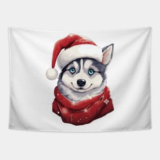 Christmas Husky Dog Tapestry