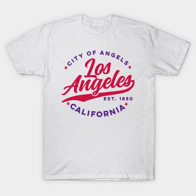 Vintage Los Angeles City of Angels California Red Text T-Shirt