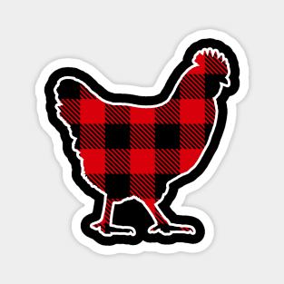 Chicken Red Plaid Pattern Christmas Pajama Funny Gift Magnet