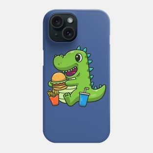 Cute Dinosaur Eating Burger Cartoon Phone Case