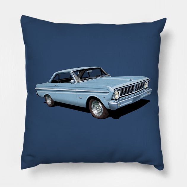 1965 Ford Falcon Futura in silver blue Pillow by candcretro