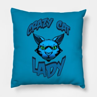 Crazy Cat Lady (blue) Pillow