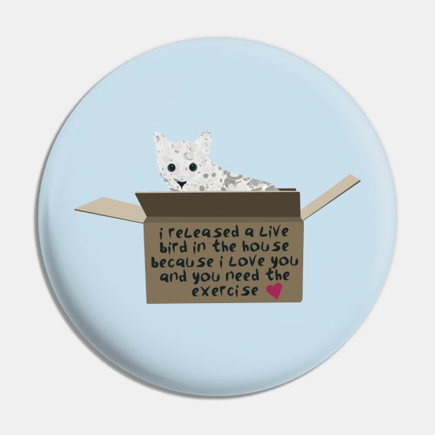 Cat in a Box Valentine Pin by MarbleCloud