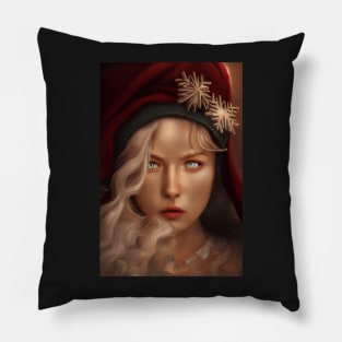 Beautiful Girl Portrait In Santa Claus Costume 4 Pillow