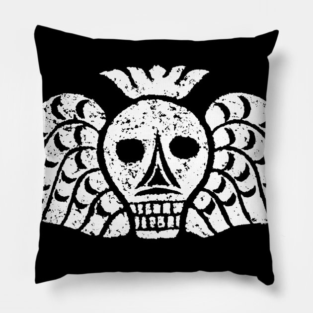 Death's Head Skull Gravestone Rubbing 04 Pillow by MatchbookGraphics