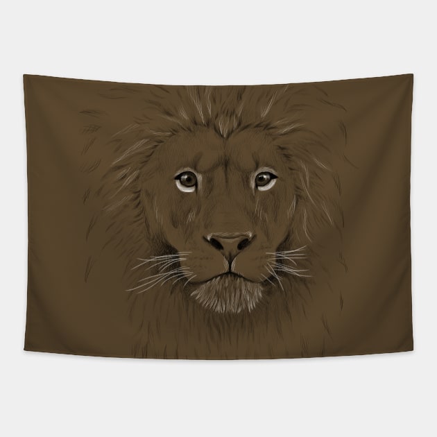 Black and White Lion Tapestry by SuspendedDreams