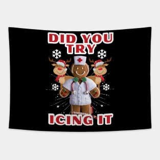 Retro ICU Nurse Christmas Gingerbread Did You Try Icing It Tapestry