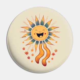 Retro Happy Sun Pin