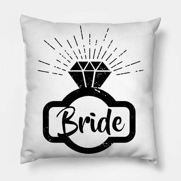 Bride - Ring - Diamond - Bride to be - Bachelorette Pillow by Shirtbubble