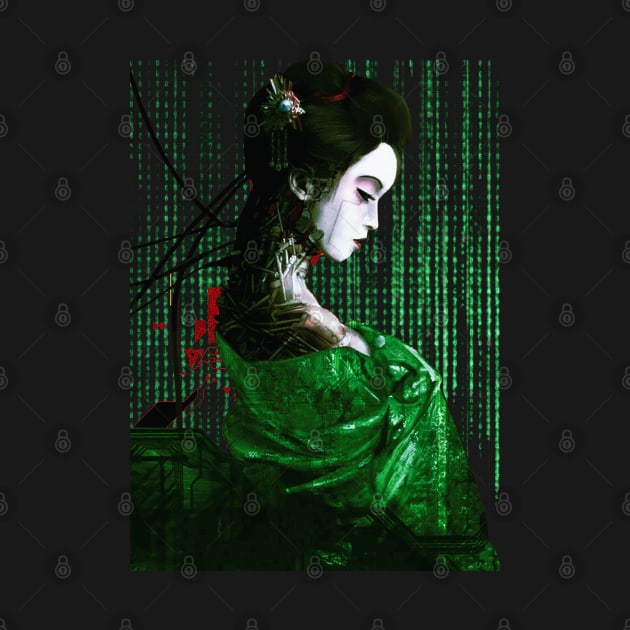 Cyborg Geisha Binary Code Matrix by OWLvision33