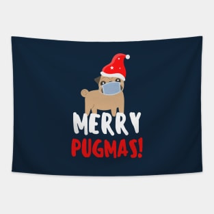 Merry Pugmask! Funny Christmas Pug Tapestry