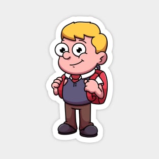 Boy In School Outfit Cartoon Magnet