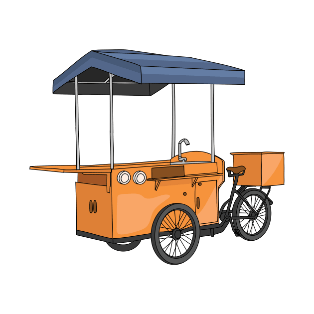 Bike food cart cartoon illustration by Cartoons of fun