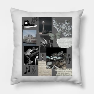 Grunge Seattle Collage 1990s Pillow