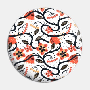 Orange Flower Pattern Pin