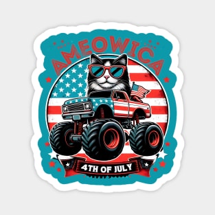 Independence Rumble: Ameowica Cat on the 4th of July Track Magnet