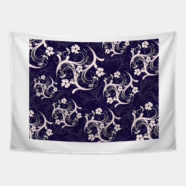 Navy Flourish Tapestry by m2inspiration