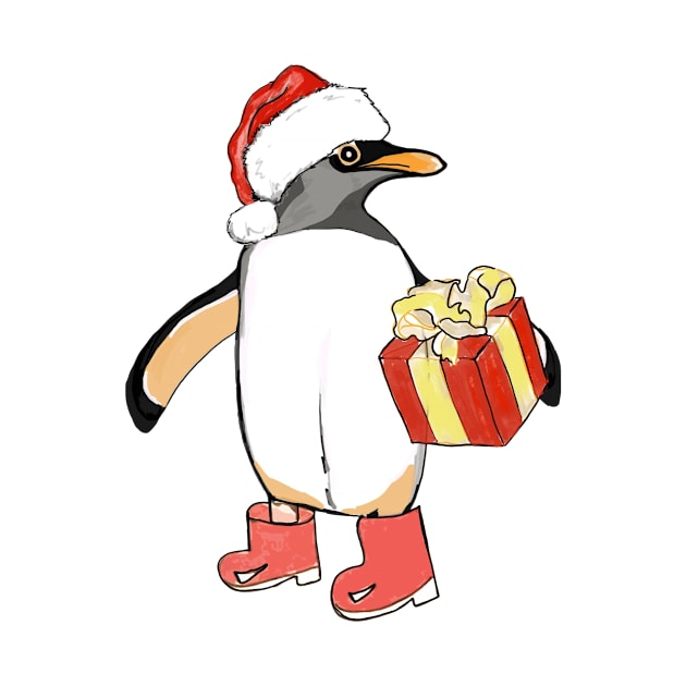 Christmas Penguin with Present by drknice