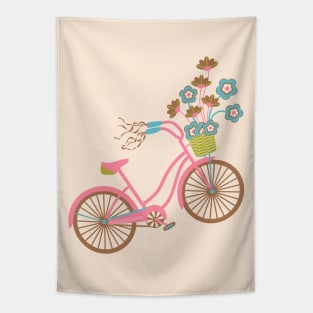 MY BIKE Nostalgic Vintage Retro Bicycle with Flowers in Pastel Pink - UnBlink Studio by Jackie Tahara Tapestry