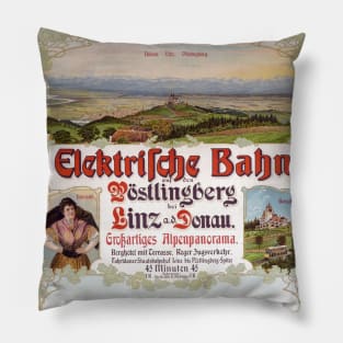 Elektrische Bahn auf den Pöstlingberg Vintage Poster 1902 Pillow