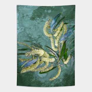 Abstract wattle in blue and green Tapestry