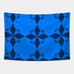 Azure Star and Crescents Patchwork Pattern Tapestry