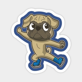 Figure Skate Pug Dog Ice Skater Skating Winter Sports Magnet