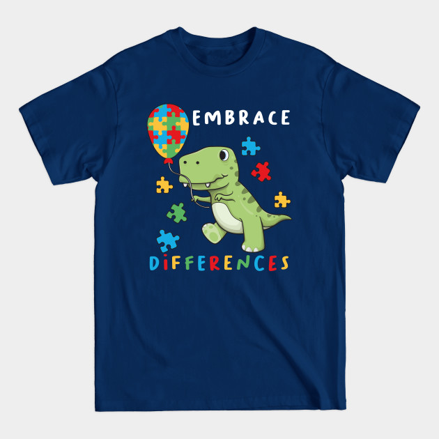 Disover Autism Awareness T-Rex Dinosaur Color Puzzles Heart Balloons - Autism Moms - T-Shirt