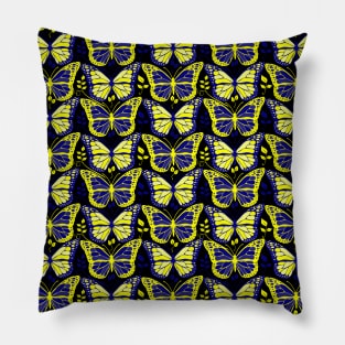 Down Syndrome Blue and Yellow Butterfly Pattern Pillow