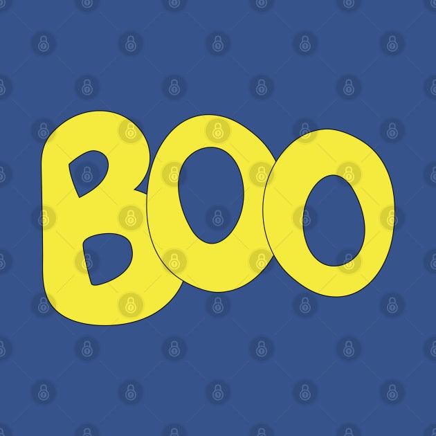 BOO text art in yellow bubble letters by Angel Dawn Design