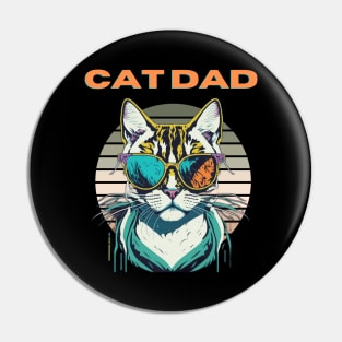 Cat Dad Black Cat Vintage Eighties Style Cat Retro Pin