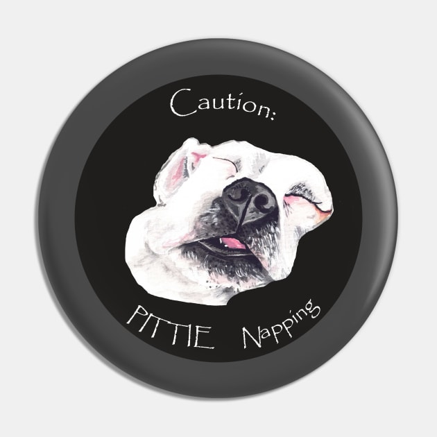 Pittie Napping Pin by worksofheart