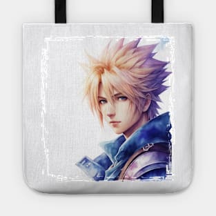 Watercolor of Cloud Strife from Final Fantasy VII Tote