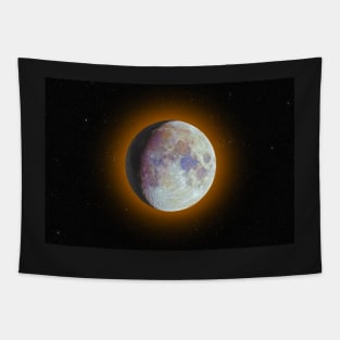 Color super moon with orange halo Tapestry