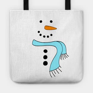 Cute Doodle Snowman with Bright Blue Scarf, made by EndlessEmporium Tote