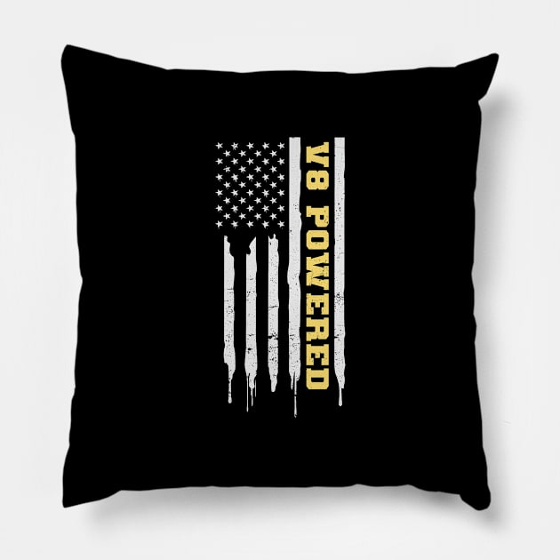V8 Engine Shirt | Patriotic US American Flag Gift Pillow by Gawkclothing