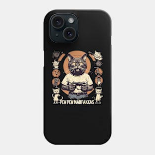 Pew Pew Madafakas Cat Crazy Vintage Funny Cat Owners T-Shirt Graphic T-Shirt Phone Case