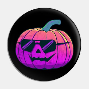 Synthwave Halloween Jack o Lantern Pin