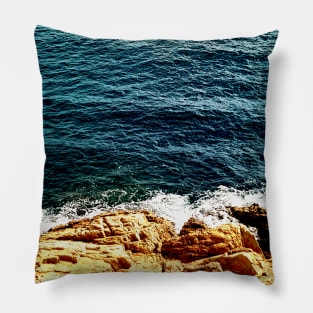 Turquoise Mediterranean Sea Waves Pillow