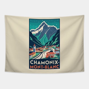 A Vintage Travel Art of Chamonix-Mont-Blanc - France Tapestry