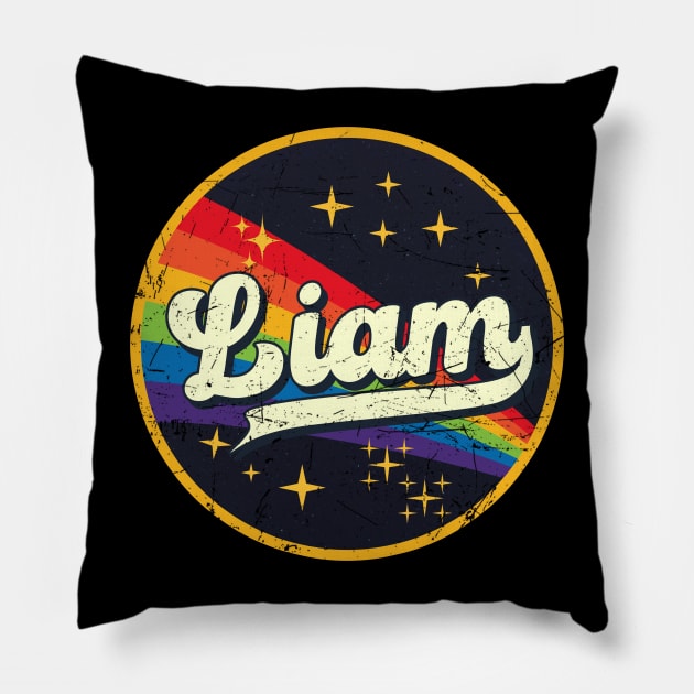 Liam // Rainbow In Space Vintage Grunge-Style Pillow by LMW Art