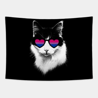 Bisexual Pride Flag Cat Sunglasses Tapestry