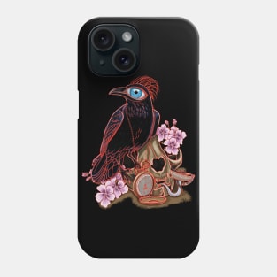 Red crow and skull cat Phone Case