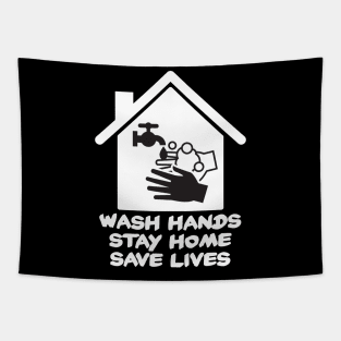 Social Distance - Wash Hands Stay Home Save Lives Isolation Tapestry