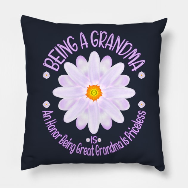 Being A Grandma Is An Honor Being Great Grandma Is Priceless, Grandmother Lover Quote Pillow by MoMido