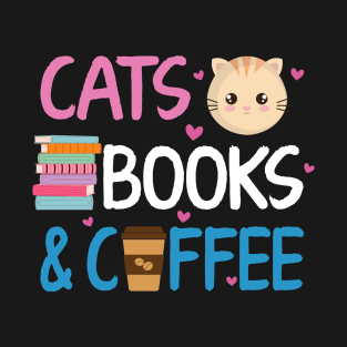 Reading Cats And Coffee Book Nerd Cat Lover Kitten T-Shirt
