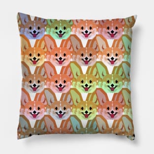 Multicolor Cardigan Corgi Face Pattern - version two Pillow