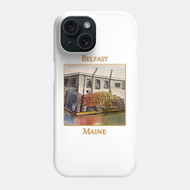 Lobster traps sitting on the dock in Belfast Maine Phone Case by WelshDesigns